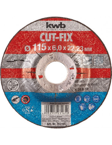 Disco desbaste CUTFIX metal 115X6X22 mm KWB