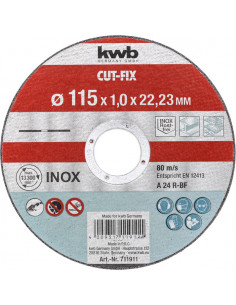 DISCO DE CORTE PARA INOX E METAL, 180X1,6X22,23mm KWB