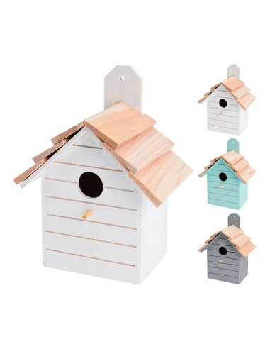 Bird House. Fabriqué en bois. Couleurs prises en charge 16x11x22cm