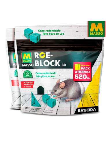 raticida roe-block 260g+260g 231535 massó
