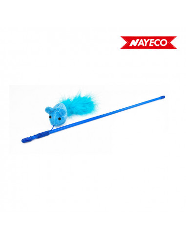 Juguete para gatos vara con raton y pluma 48cm | Nayeco