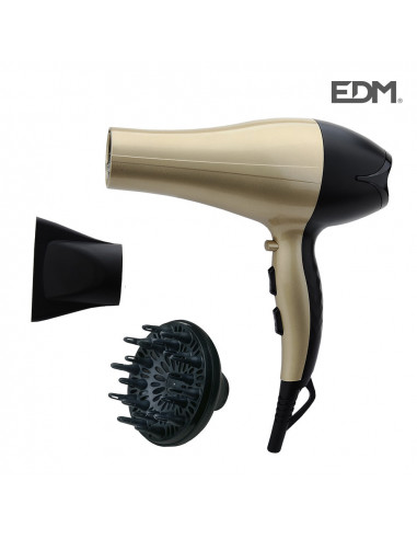 secador de cabello con difusor ionico 1900-2300w 9x22,5x28cm  edm