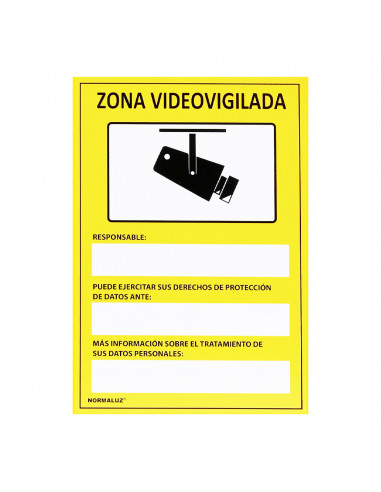 Señal zona videovigilada adhesiva 15x20cm | Normaluz