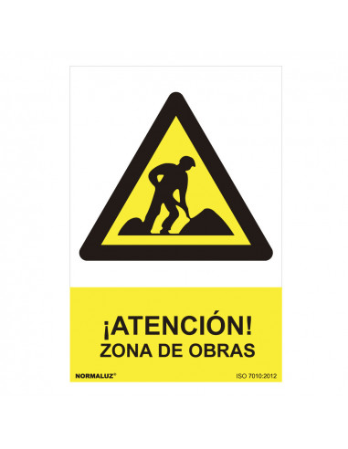 Señal peligro zona de obras (pvc 0.7mm) 30x40cm| Normaluz