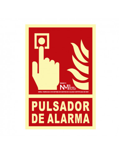 señal de extinción "pulsador de alarma" clase b (pvc 0.7mm)  21x30cm
