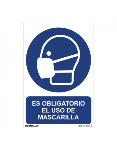 Señal uso obligatorio es obligatorio el uso de mascarilla (pvc 0.7mm) 30x40cm | Normaluz