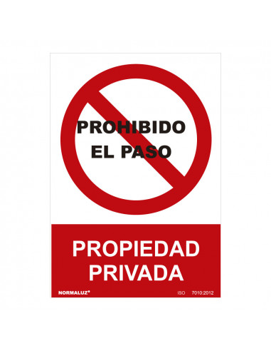 Señal prohibido prohibido el paso propiedad privada (pvc 0.7mm) 30x40cm| Normaluz