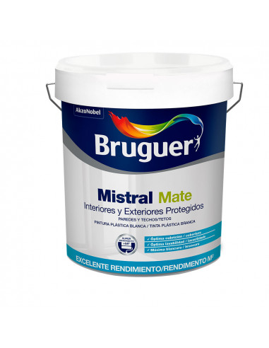 Pintura plastica blanca mate mistral 0,75l litros 5586676| Bruguer