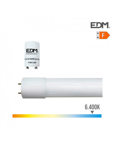 s.of. tubo led t8 18w 1600lm 6500k luz fria (eq.36w) ø2,6x120cm edm