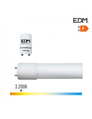 tubo led t8 9w 800lm 3200k luz càlida (eq.18w) ø2,6x60cm edm