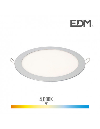 Downlight led empotrable redondo 20w luz a 4000k 1500lm cromado ø22,5cm | Edm