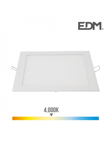 Downlight led empotrable cuadrado 20w luz a 4000k 1500lm blanco 22x22cm | Edm