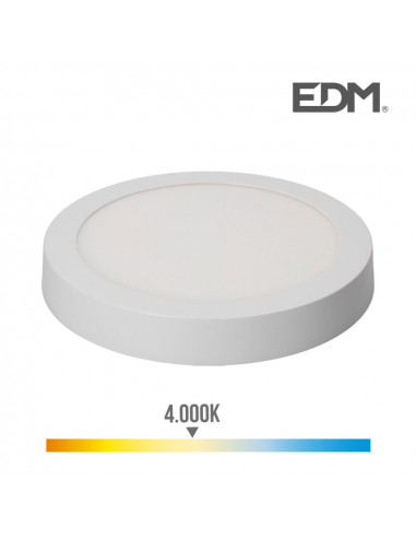 Downlight led superficie redondo 20w 1500lm 4000k luz a blanco ø22,5x4cm | Edm