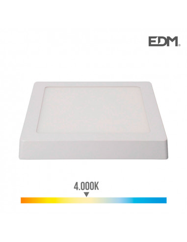 Downlight led superficie cuadrado 20w 1500lm 4000k luz a blanco 22,5x22,5x4cm | Edm