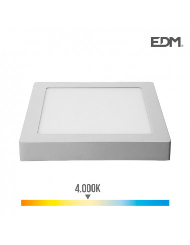 Downlight led superficie cuadrado 20w 1500lm 4000k luz a cromado 22,5x22,5x4cm | Edm