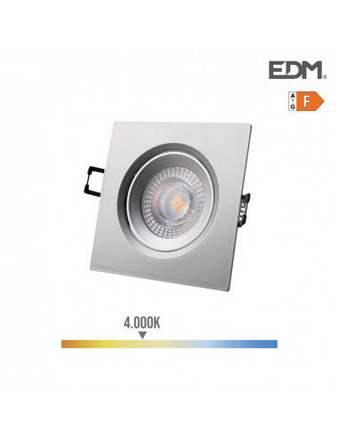 Downlight led empotrable cuadrado 5w 4000k luz a marco cromo 9x9cm | Edm