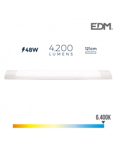 S.Of.Regleta electronica led 48w 6400k luz fria 4200lm 12x121x3,1cm | Edm