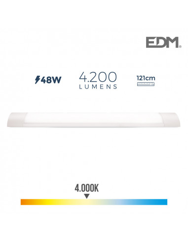 Regleta electronica led 48w 4000k luz a 4200lm 12x121x3,1cm | Edm