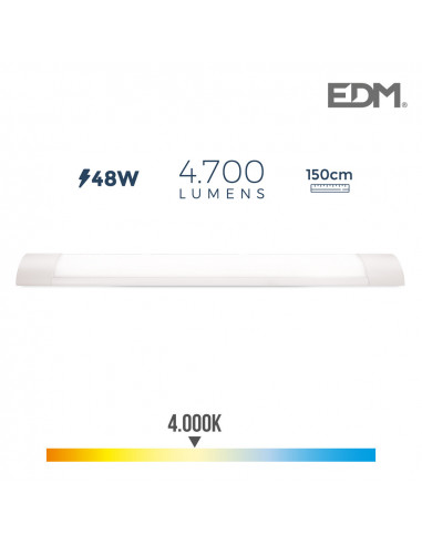Regleta electronica led 48w 4000k luz a 4700lm 12x150x3,1cm | Edm