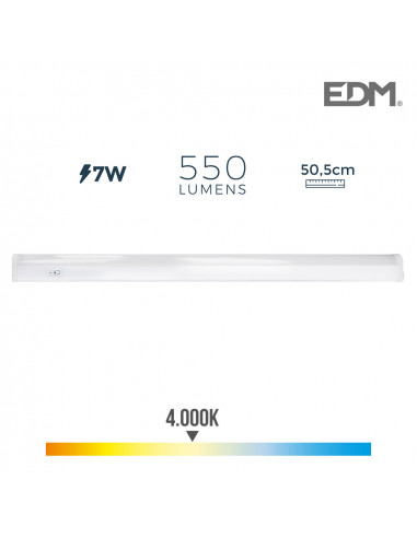 regleta electronica led 7w 600lm 4000k luz dia 3,6x50,5x3cm edm