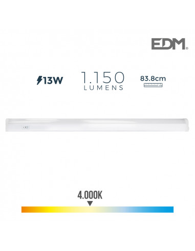 regleta electronica led 13w 1150 lumens 4000k luz dia 3,6x83,8x3cm edm