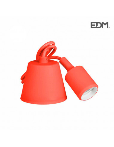 Colgante de silicona e27 60w rojo (98,4 cm) | Edm