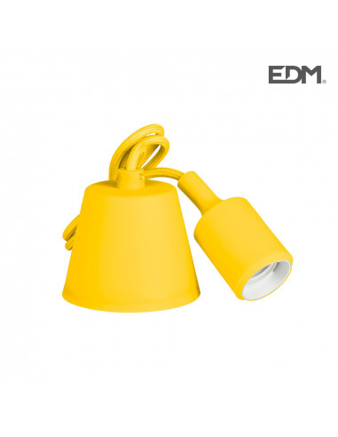 Colgante de silicona e27 60w amarillo (98,4 cm) | Edm