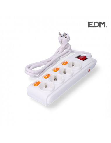 Base multiple 4 tomas y 4 interruptores | Edm