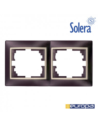 Marco para 2 elementos horizontal negro y perla 154x81x10mm s.europa | Solera