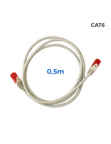 Cable utp cat.6 latiguillo rj45 cobre lszh gris 0,5m | Edm
