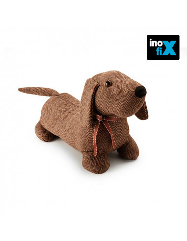 tope textil sujetapuertas 1kg perro marrón. inofix
