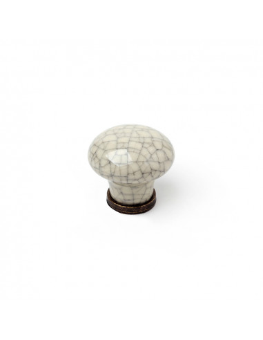 blister con 2 pomos redondos para mueble fabricado en porcelana acabado craquelé mod.818 ø30mm rei