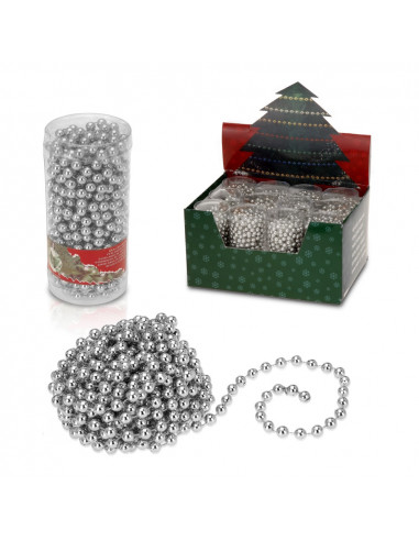 cadena de bolas decorativas navideño 7,5m color plata