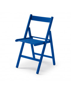 silla plegable de madera azul