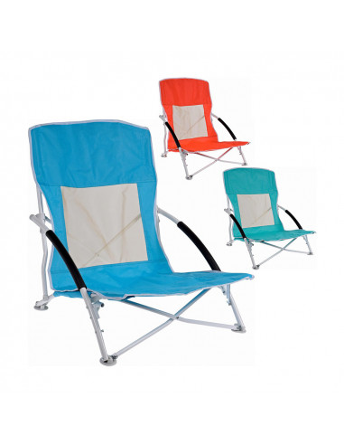 silla de playa metalica plegable 60x55x64cm colores surtidos