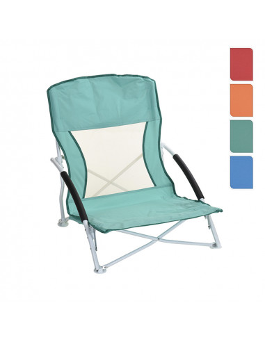 silla de playa metalica plegable 50x40x65cm colores surtidos