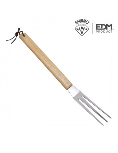 Tenedor para barbacoa. madera/acero inox 36cm| Edm