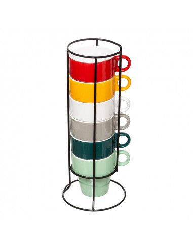 Réglez 6 tasses avec des couleurs de support assorties | 5 Five simply smart