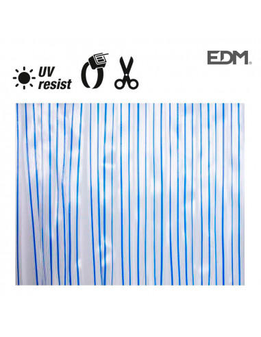 Cortina de cinta de plastico. color azul-transparente 32 tiras 90x210cm | Edm