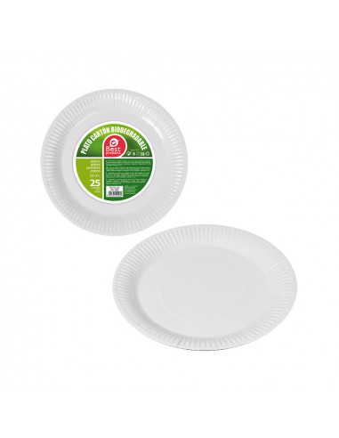 Emballez avec 25unide. Carte de plats blancs en carton 23cm meilleurs produits verts