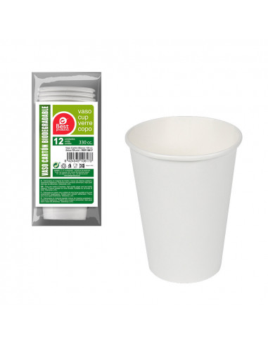Pack con 12unid. vasos cartón blancos 330cc | Best Products Green