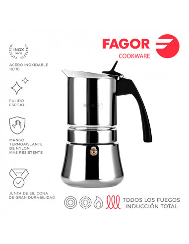 Cafetera etnica 6 tazas acero inoxidable | Fagor