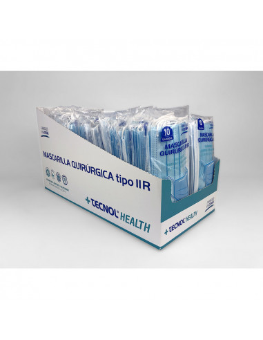 display mascarilla quirúrgica azul 50 bolsas x  10 unidades adulto
