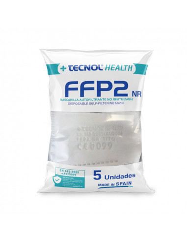 Mascarilla ffp2 pro blanca bolsa 5 unidades adulto| Tq Tecnol