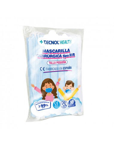 Mascarilla quirúrgica azul bolsa 10 unidades infantil | Tq Tecnol