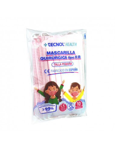 mascarilla quirúrgica rosa  bolsa 10 unidades infantil