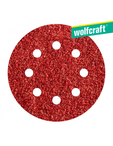Pack 5 hojas de lijar adhesivas , corindón grano 80 perforadas ø125 mm 2070000| Wolfcraft
