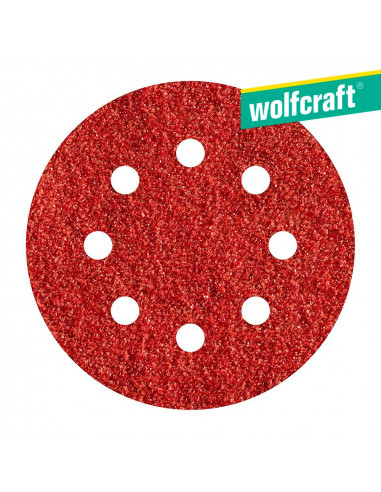 Pack 5 hojas de lijar adhesivas , corindón grano 120 perforadas ø125 mm 2251000| Wolfcraft
