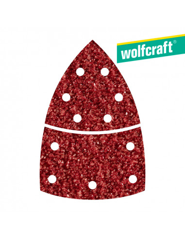 Pack 10 hojas de lijar adhesivas , corindón grano 60 perforadas triangular 1812000 | Wolfcraft