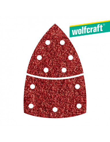 Pack 10 hojas de lijar adhesivas , corindón grano 80 perforadas triangular 1813000 | Wolfcraft